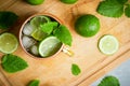 Cold Moscow Mule cocktail in copper mug on the rustic background Royalty Free Stock Photo