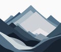 Cold mountains flat illustration. Abstract simple landscape