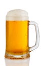 Cold mug of beer with foam