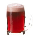 Cold mug of red beer with foam isolated on white background. Royalty Free Stock Photo