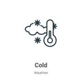 Cold outline vector icon. Thin line black cold icon, flat vector simple element illustration from editable weather concept Royalty Free Stock Photo