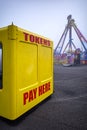 Early morning misty fairground.