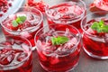 Cold pomegranate juice with ice cubes Royalty Free Stock Photo