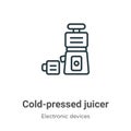 Cold-pressed juicer outline vector icon. Thin line black cold-pressed juicer icon, flat vector simple element illustration from