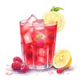 Cold raspberry lemonade. AI generated Royalty Free Stock Photo