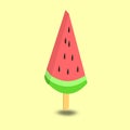 Watermelon slice on a popsicle stick with a cream background