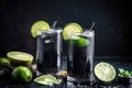 Cold Refreshing Indian Nimbu Soda with Black Salt and Lime. Close-up. Generative AI content