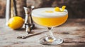 Cold and Refreshing Lemon Bees Knees Cocktail with Gin : Stock Royalty Free Stock Photo
