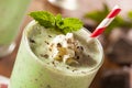 Cold Refreshing Mint Chocolate Chip MilkShake Royalty Free Stock Photo