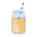 Cold refreshment juice with sliced fruits and straw isolated design icon