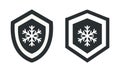 Cold resistant sign. Shield with a snowflake icon. Frost resistance. Low temperature protection.