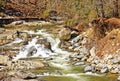 Cold River waterfall over rocks in early Spring Royalty Free Stock Photo