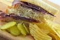 Cold Roast Beef Sandwich Meal With Potato Chips