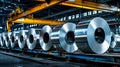 Cold-rolled galvanized steel coils on the machine Royalty Free Stock Photo