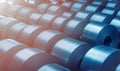 Cold rolled steel coil at storage area in steel industry plant. Royalty Free Stock Photo