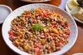 colorful bean salads in vinaigrette