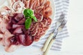 Cold smoked meat plate Royalty Free Stock Photo