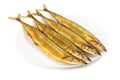 Cold smoked saury on plate Royalty Free Stock Photo