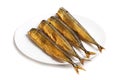 Cold smoked saury on plate Royalty Free Stock Photo