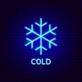 Cold Snowflake Neon Label