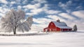 cold snowy farm Royalty Free Stock Photo