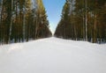 Cold and snowy winter road