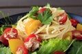 Cold spaghetti with tuna and tomato