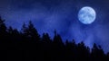 Cold Starry Night in the Mountains with a Full Moon Royalty Free Stock Photo