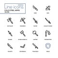 Cold steel arms - modern line design icons set Royalty Free Stock Photo