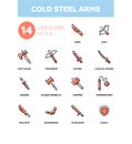 Cold steel arms - modern line design icons set