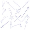 Cold steel weapons simple outline icons Royalty Free Stock Photo