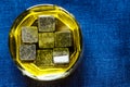 Cold stones in a glass of whiskey Royalty Free Stock Photo