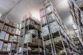 Cold storage, grocery warehouse for storing perishable meat, fish, vegetables products Royalty Free Stock Photo