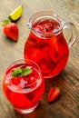 Cold strawberries drinks with strawberry slices Royalty Free Stock Photo