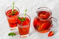 Cold strawberries drinks with strawberry slices Royalty Free Stock Photo