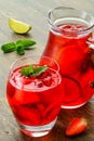 Cold strawberries drinks with strawberry slices Royalty Free Stock Photo