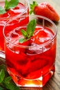 Cold strawberries drinks with strawberry slices Royalty Free Stock Photo