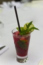Cold strawberry cocktail - Stock Image