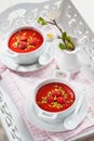 Cold strawberry soup for hot summer Royalty Free Stock Photo