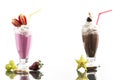 Cold summer frappes with mirroring on bright background Royalty Free Stock Photo