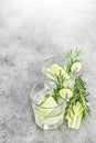 Cold summer lemonade Fresh drink cucumber ice rosemary herb Royalty Free Stock Photo