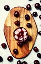 Cold sweet cherry juice with ice cubes, top view Royalty Free Stock Photo