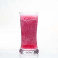 Cold and sweet strawberry shake in glass