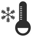 Cold temperature black icon. Snowflake and thermometer sign Royalty Free Stock Photo