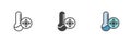 Cold temperature thermometer different style icon set