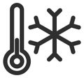 Cold temperature weather line icon. Snowflake symbol