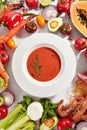 Cold Tomato Gazpacho, Gaspacho, or Gazpahos Soup Royalty Free Stock Photo