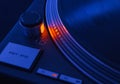 Cold tone look of spinning old fashioned turntable Royalty Free Stock Photo