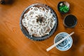 Cold udon with green onion and wasibi Royalty Free Stock Photo