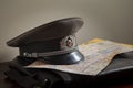 Cold War officer cap on brief case Royalty Free Stock Photo